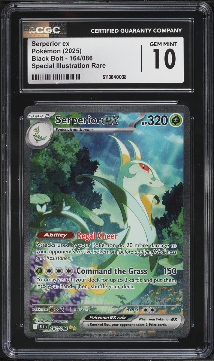 2025 Pokemon Scarlet & Violet Black Bolt SIR Serperior ex #164 CGC 10 GEM MINT