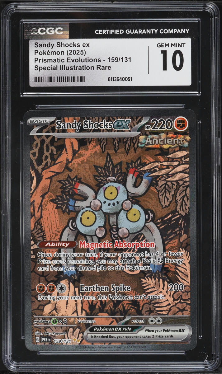 2025 Pokemon Scarlet & Violet Prismatic Evolutions SIR Sandy Shocks ex #159 CGC 10 GEM MINT