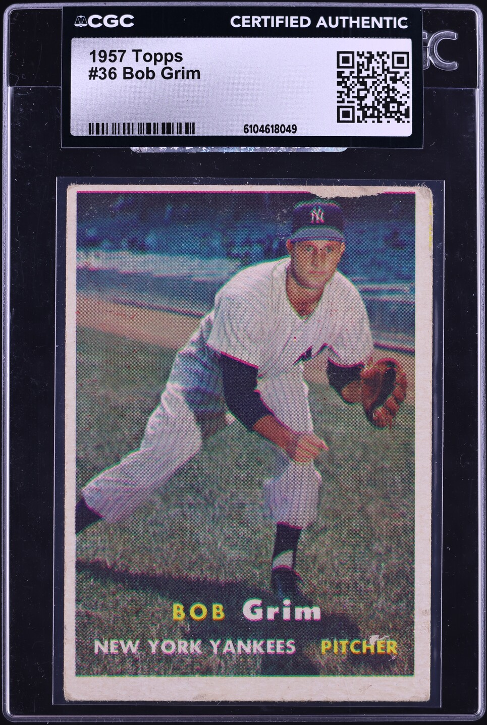 1957 Topps Bob Grim #36 CGC AUTH