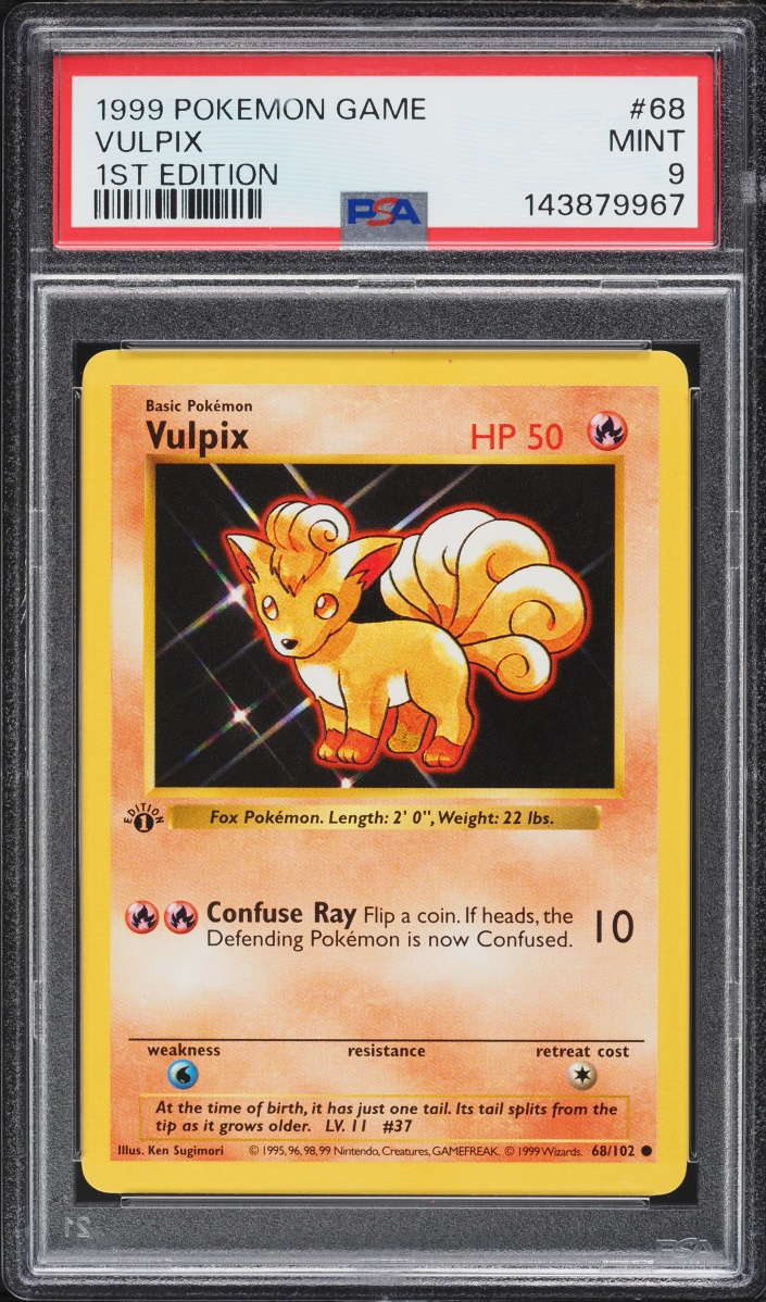 1999 Pokemon Base Set Shadowless 1st Edition Vulpix #68 PSA 9 MINT