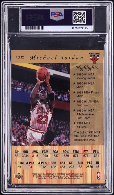 1998 Upper Deck Gatorade Michael Jordan #7 PSA 9 MINT