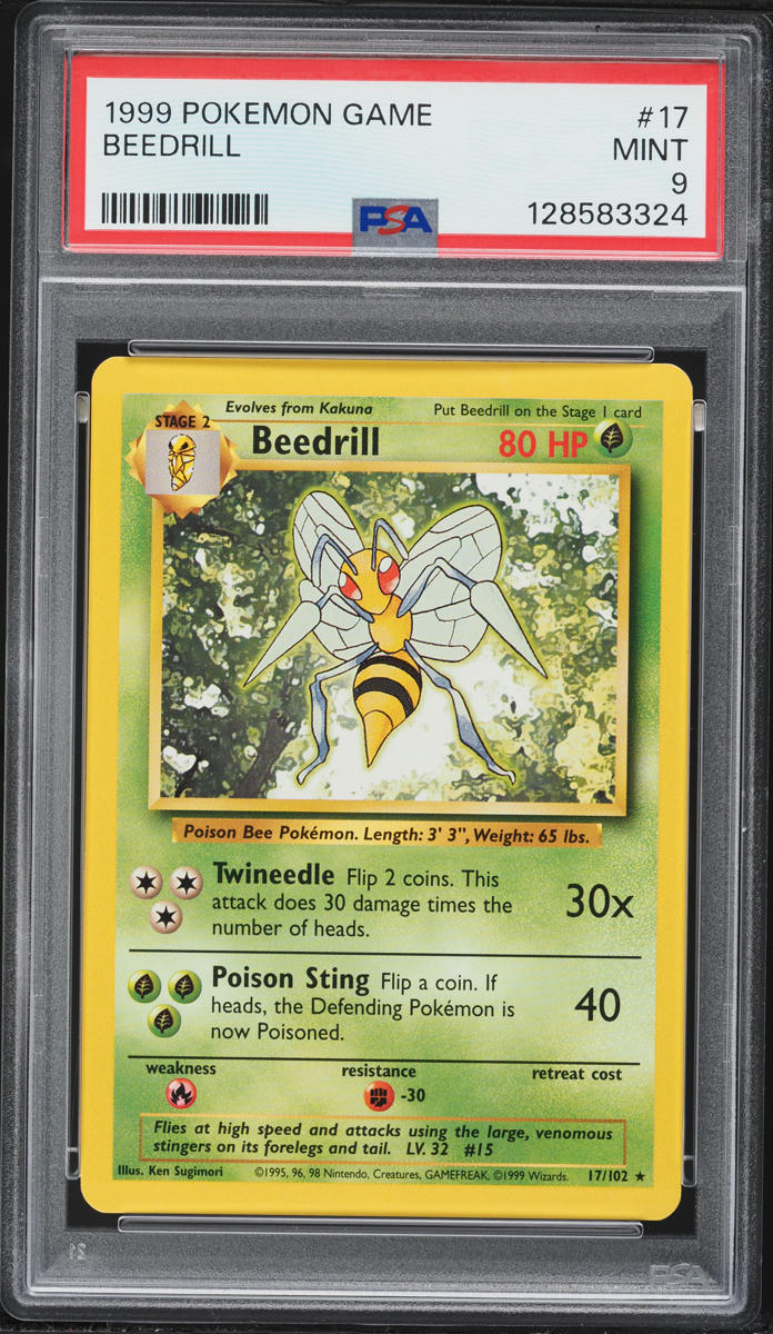 1999 Pokemon Base Set Beedrill #17 PSA 9 MINT