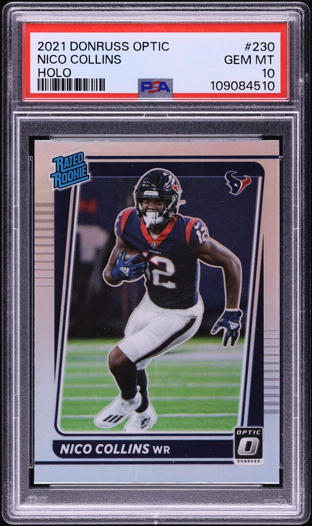 2021 Donruss Optic Holo Nico Collins ROOKE #230 PSA 10 GEM MINT
