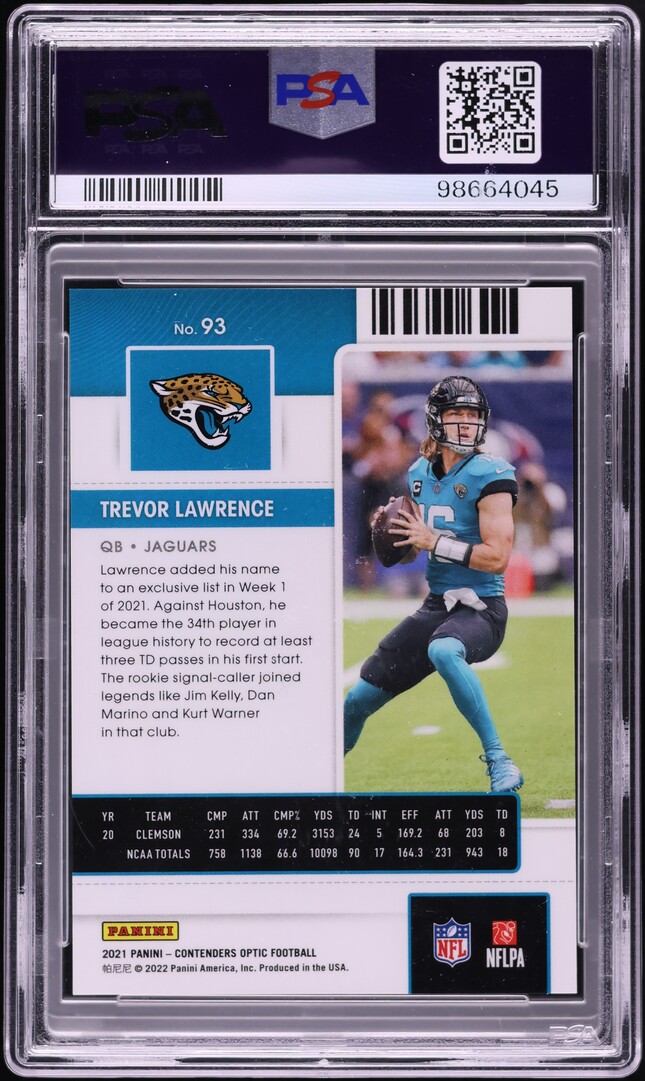 2021 Panini Contenders Optic Trevor Lawrence ROOKIE #93 PSA 8 NM-MT