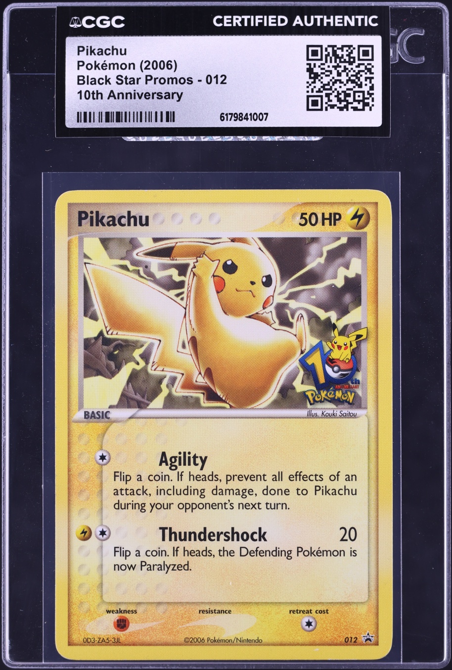 2006 Pokemon Black Star Promo 10th Anniversary Pikachu #012 CGC AUTH