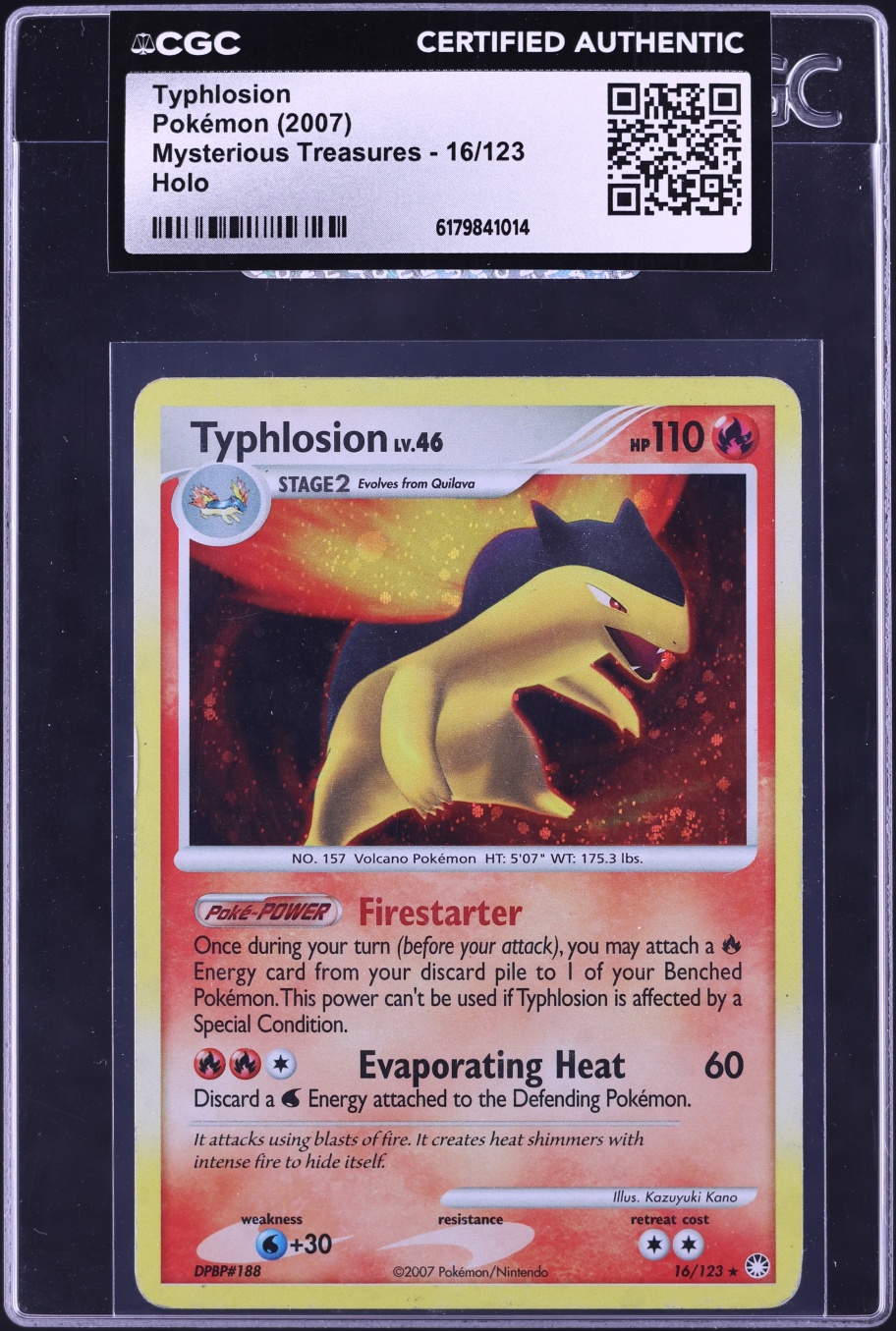 2007 Pokemon Diamond & Pearl Mysterious Treasures Holo Typhlosion #16 CGC AUTH