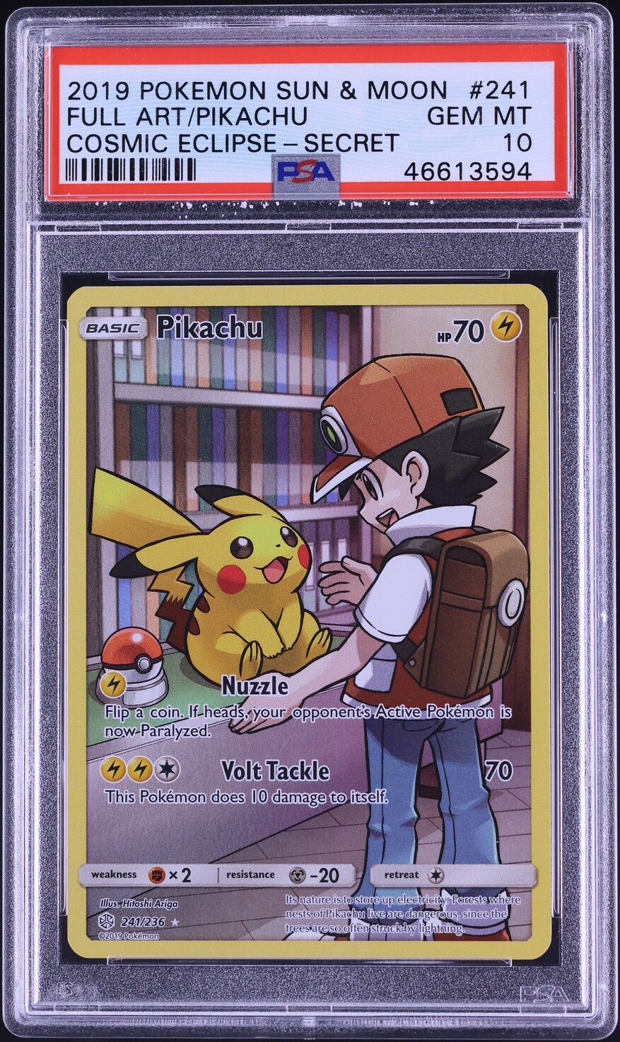 2019 Pokemon Sun & Moon Cosmic Eclipse Full Art Pikachu #241 PSA 10 GEM MINT