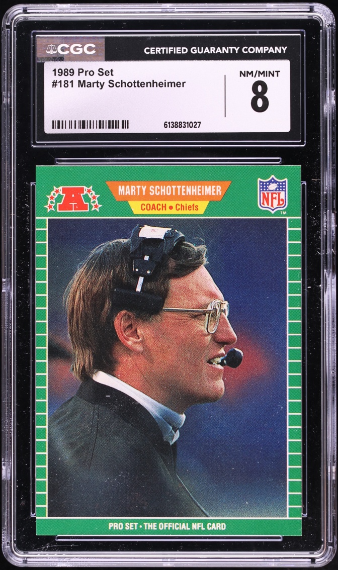 1989 Pro Set Marty Schottenheimer #181 CGC 8 NM-MT