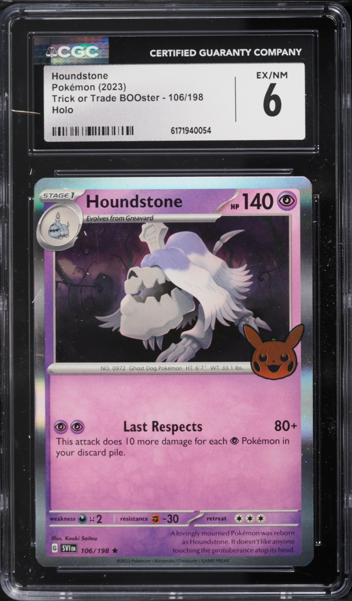 2023 Pokemon Scarlet & Violet Trick Or Trade BOOster Holo Houndstone #106 CGC 6 EXMT