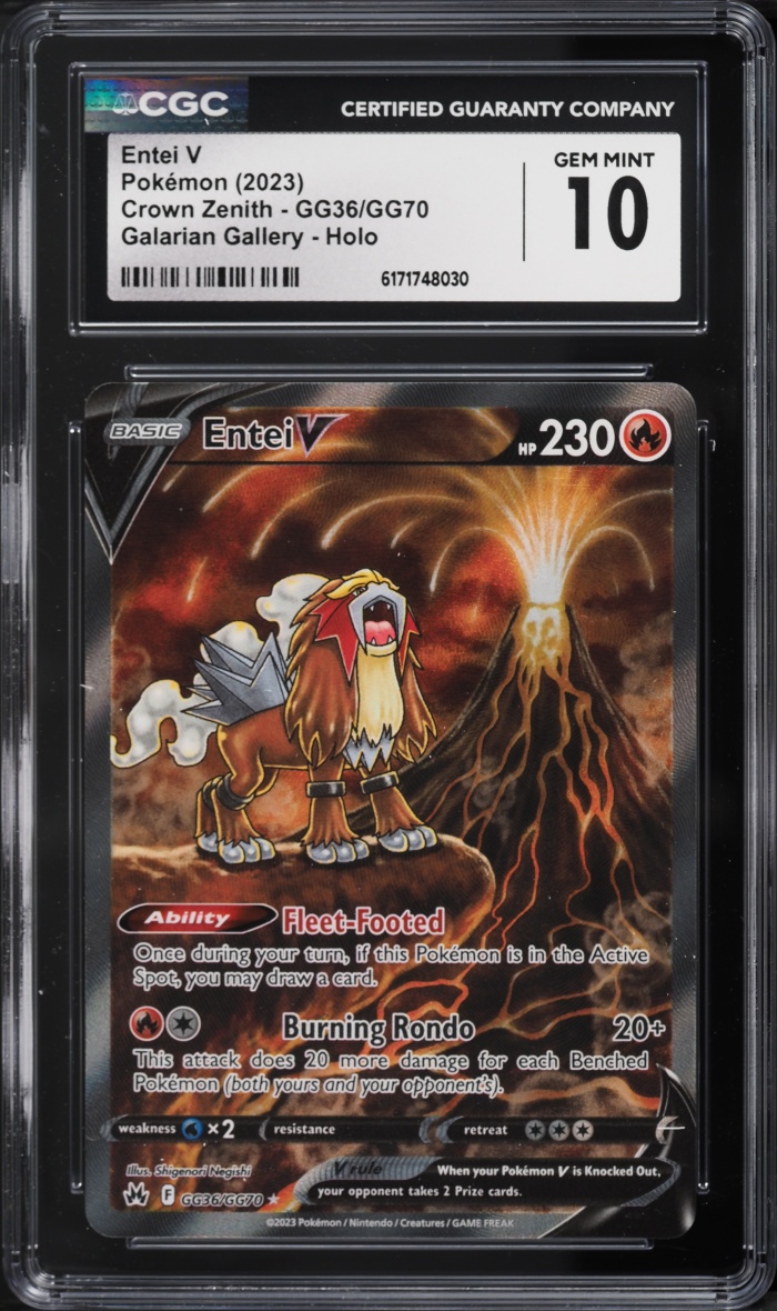 2023 Pokemon SWSH Crown Zenith Galarian Gallery Full Art Entei V #GG36 CGC 10 GEM MINT