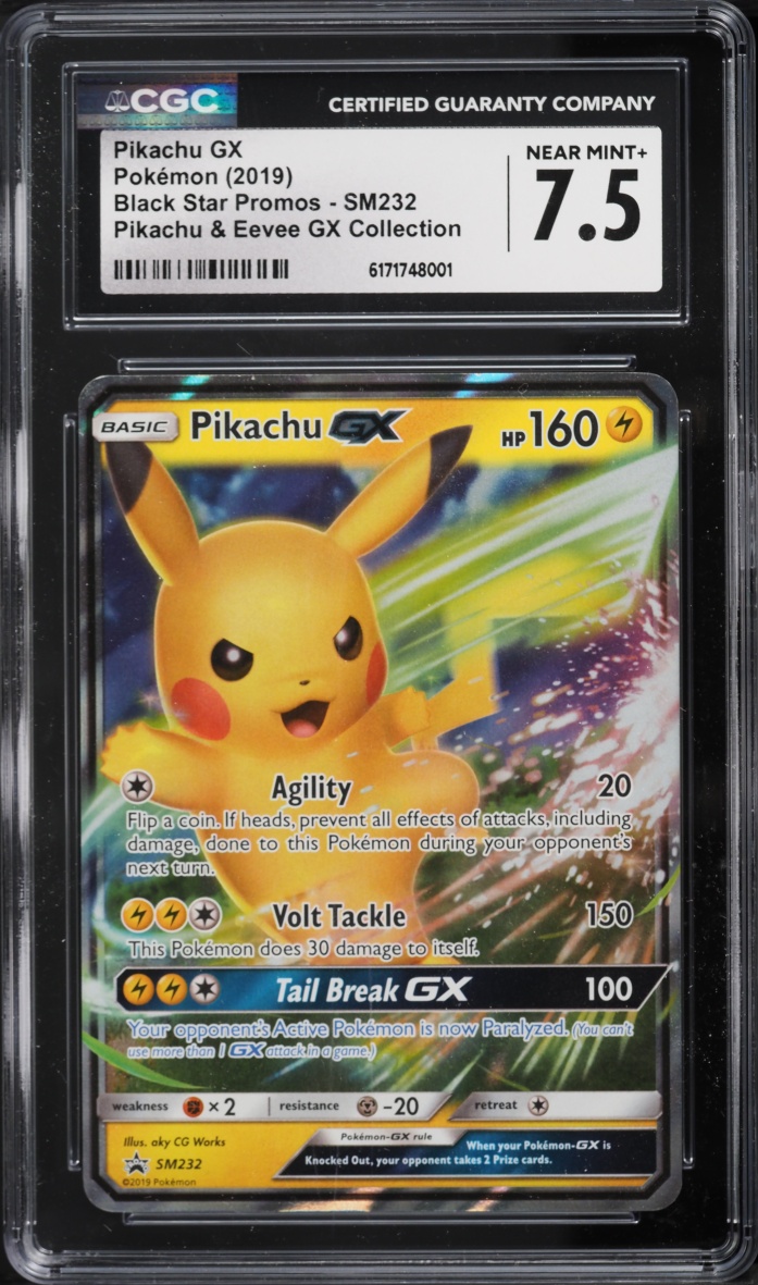 2019 Pokemon Sun & Moon Promo GX Collection Holo Pikachu GX #SM232 CGC 7.5 NRMT+
