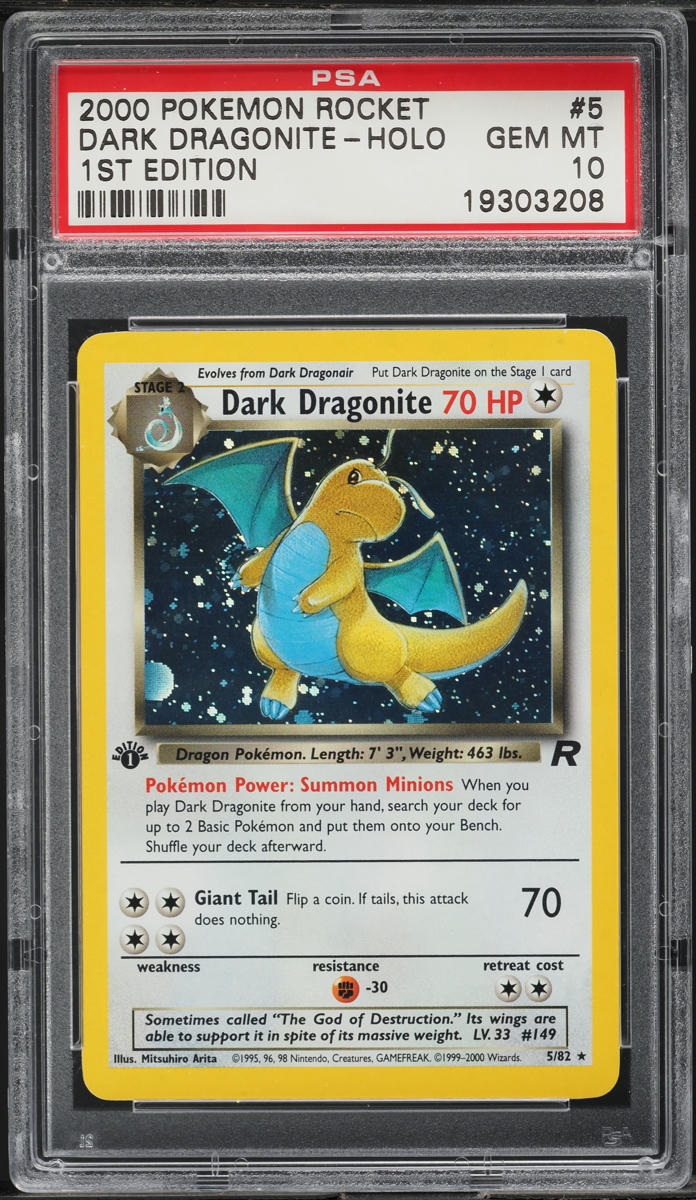 2000 Pokemon Team Rocket 1st Edition Holo Dark Dragonite #5 PSA 10 GEM MINT