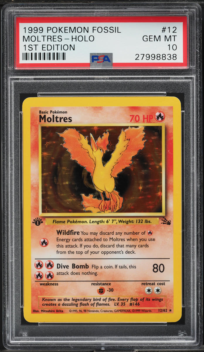 1999 Pokemon Fossil 1st Edition Holo Moltres #12 PSA 10 GEM MINT