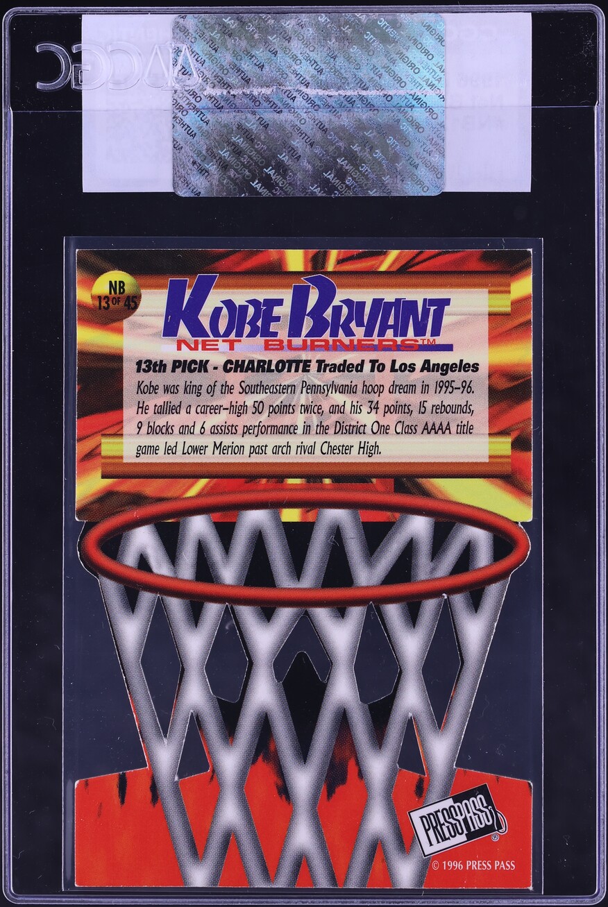 1996 Press Pass Net Burners Kobe Bryant ROOKIE #NB13 CGC AUTH
