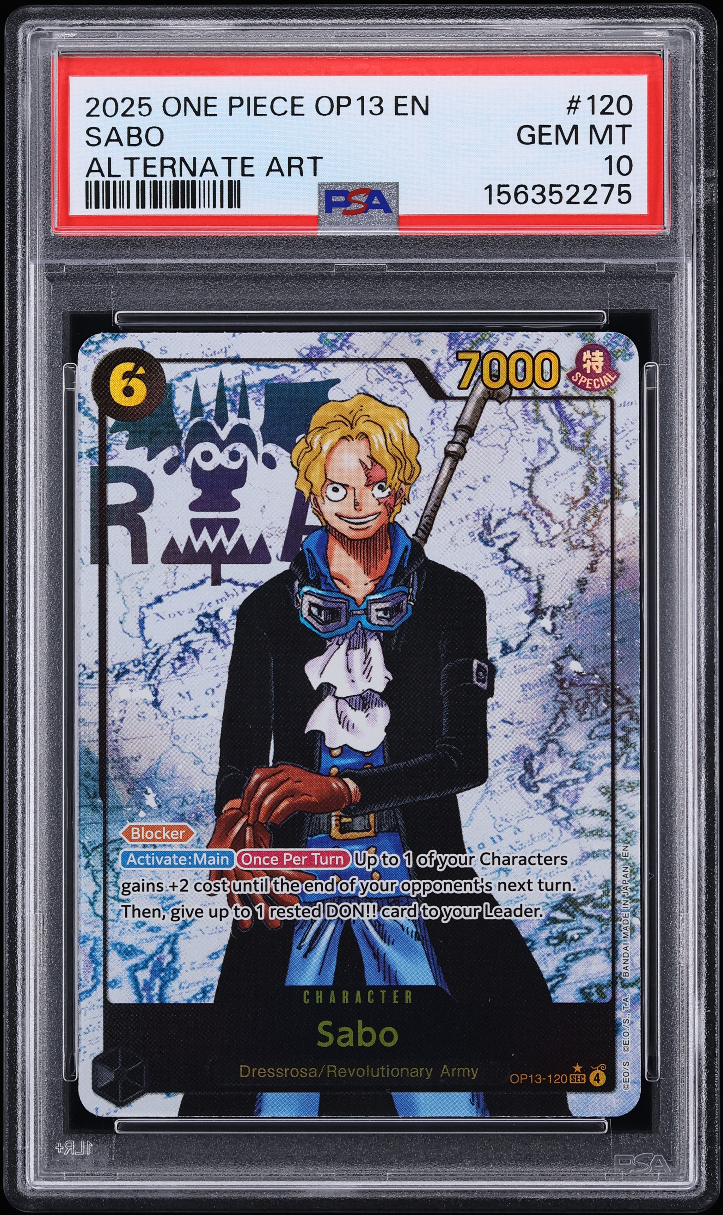 2025 One Piece Carrying On His Will SEC Alt Art Sabo #OP13-120 PSA 10 GEM MINT