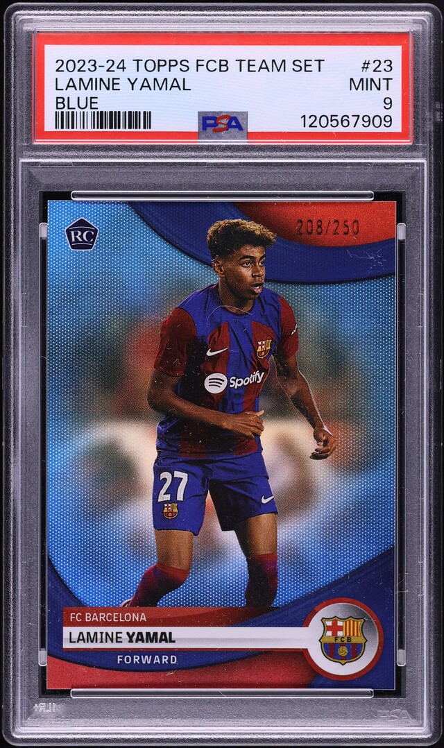 2023 Topps FC Barcelona Team Set Blue Lamine Yamal ROOKIE /250 #23 PSA 9 MINT