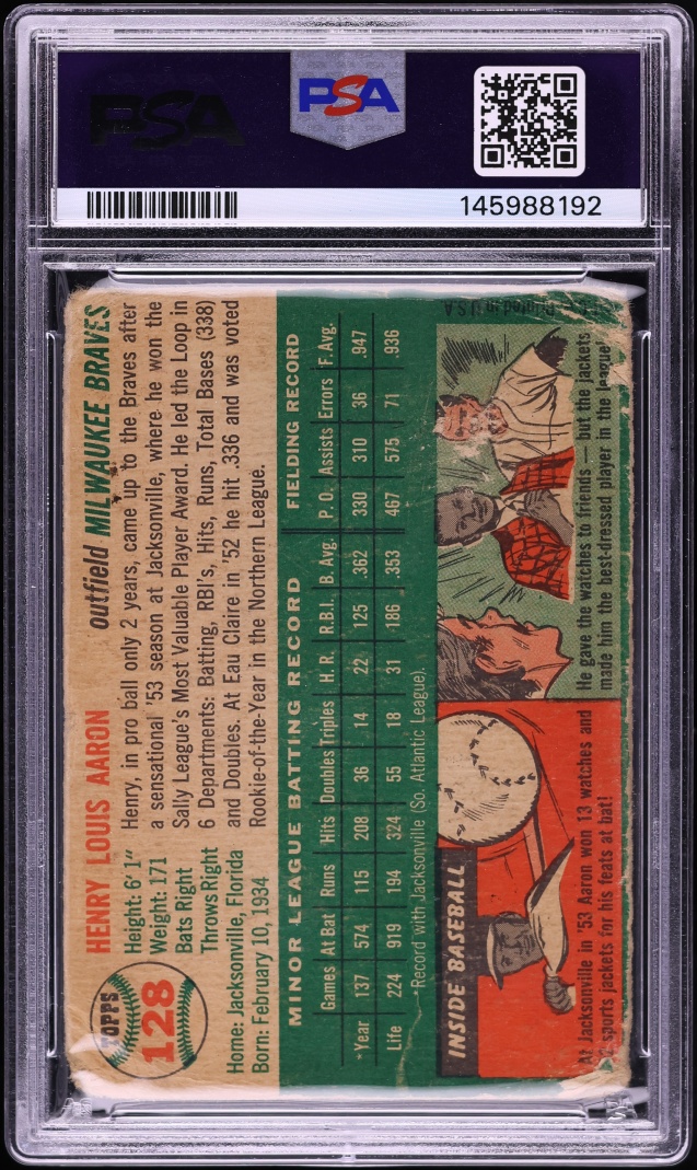 1954 Topps Hank Aaron ROOKIE #128 PSA 1 PR