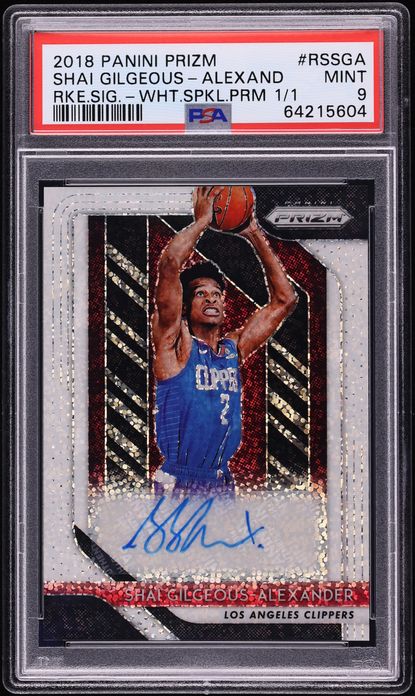 2018 Panini Prizm White Sparkle Shai Gilgeous-Alexander ROOKIE AUTO 1/1 #RS-SGA PSA 9 MINT