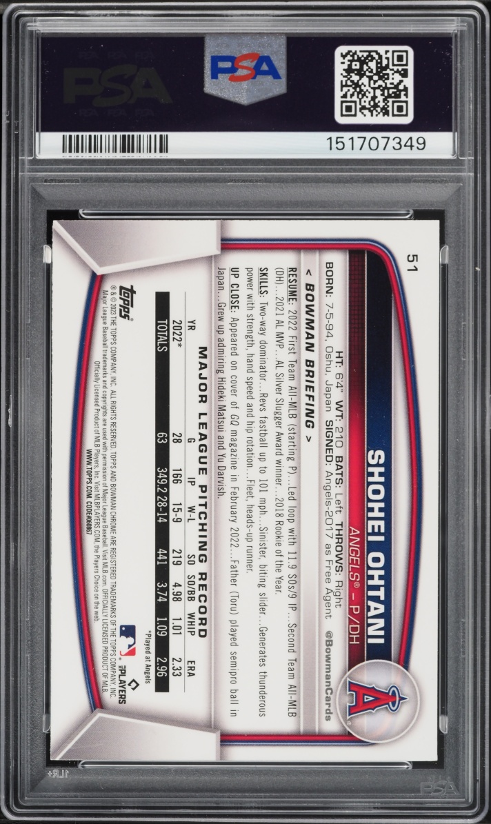 2023 Bowman Chrome Mega Box Shohei Ohtani #51 PSA 10 GEM MINT