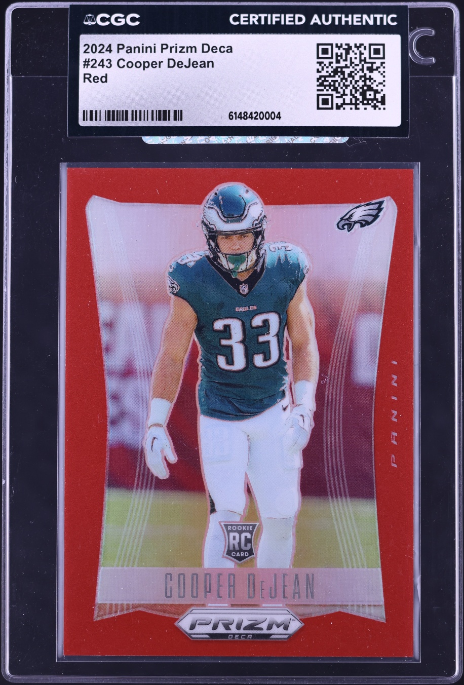 2024 Panini Prizm Deca Red Cooper DeJean ROOKIE /199 #243 CGC AUTH