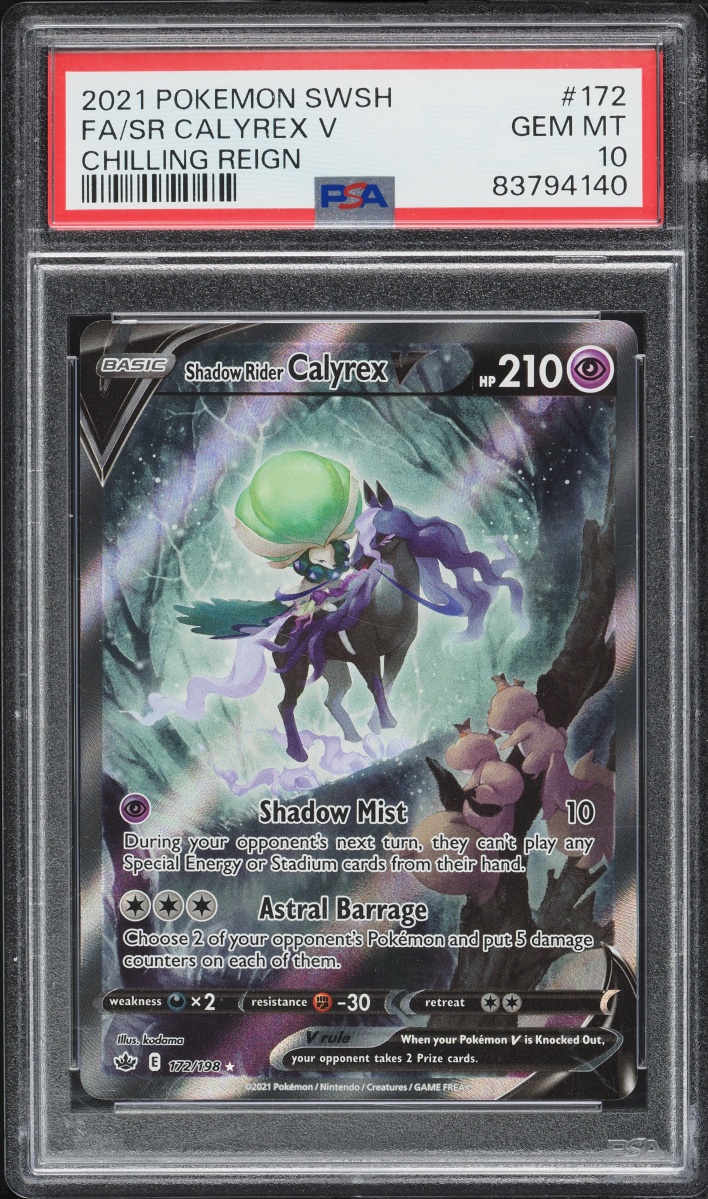 2021 Pokemon Sword & Shield Chilling Reign Alt Art Shadow Rider Calyrex V #172 PSA 10 GEM MINT