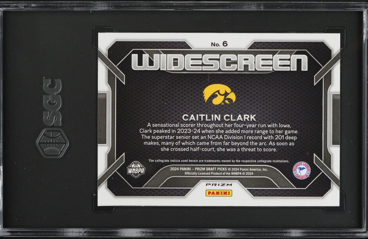 2024 Panini Prizm Draft Widescreen Silver Caitlin Clark ROOKIE #6 SGC 9.5 MINT+