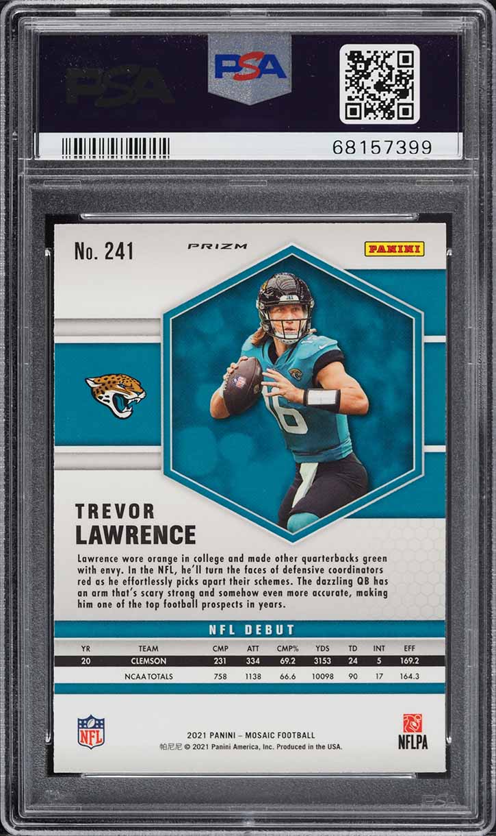 2021 Panini Mosaic Reactive Orange Trevor Lawrence ROOKIE #241 PSA 10 GEM MINT