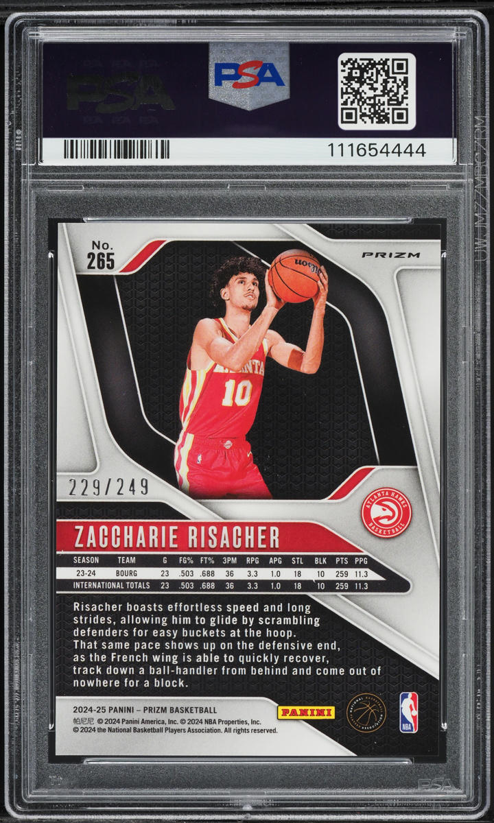 2024 Panini Prizm Skewed Zaccharie Risacher ROOKIE /249 #265 PSA 9 MINT