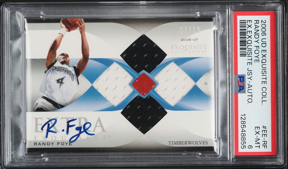 2006 Exquisite Collection Extra Exquisite Randy Foye PATCH AUTO /10 #EE-RF PSA 6 EXMT