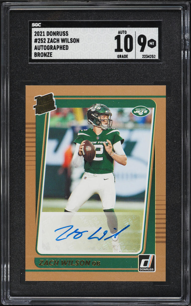 2021 Donruss Bronze Zach Wilson ROOKIE AUTO #252 SGC 9 MINT
