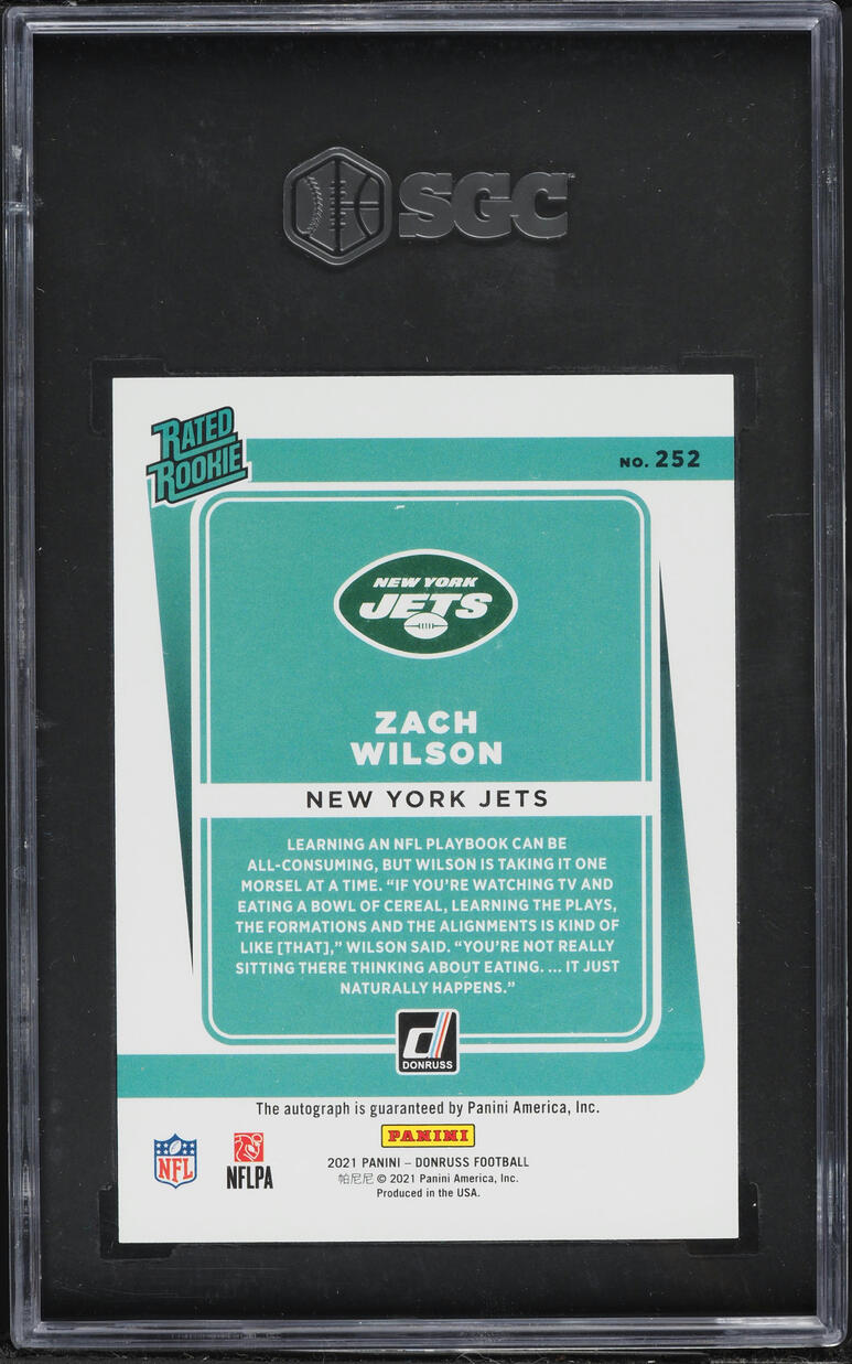 2021 Donruss Bronze Zach Wilson ROOKIE AUTO #252 SGC 9 MINT
