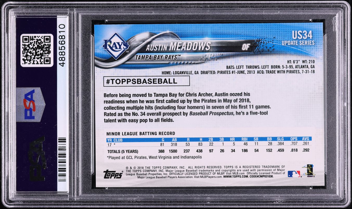 2018 Topps Update Austin Meadows ROOKIE #US34 PSA 10 GEM MINT