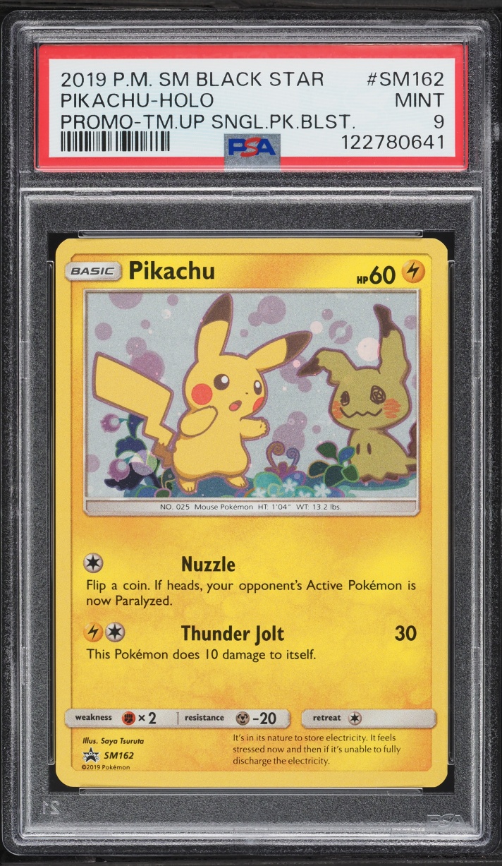 2019 Pokemon Sun & Moon Promo Team Up Single Pack Blister Holo Pikachu #SM162 PSA 9 MINT