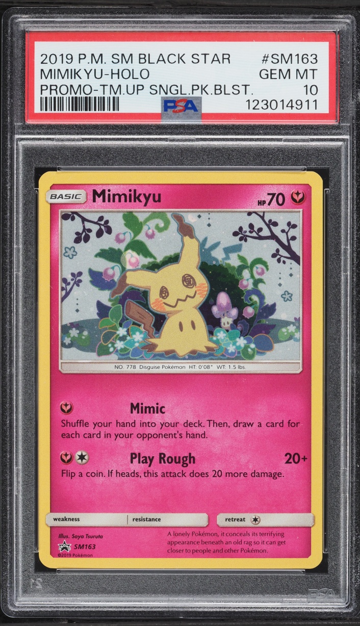 2019 Pokemon Sun & Moon Black Star Promo Team Up Holo Mimikyu #SM163 PSA 10 GEM MINT