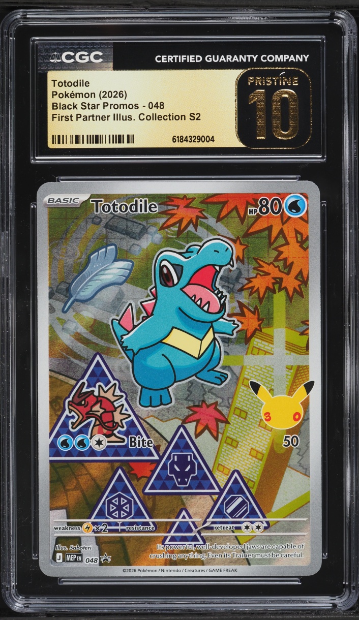 2026 Pokemon Mega Promo First Partner Illustration Full Art Totodile #48 CGC 10 PRISTINE