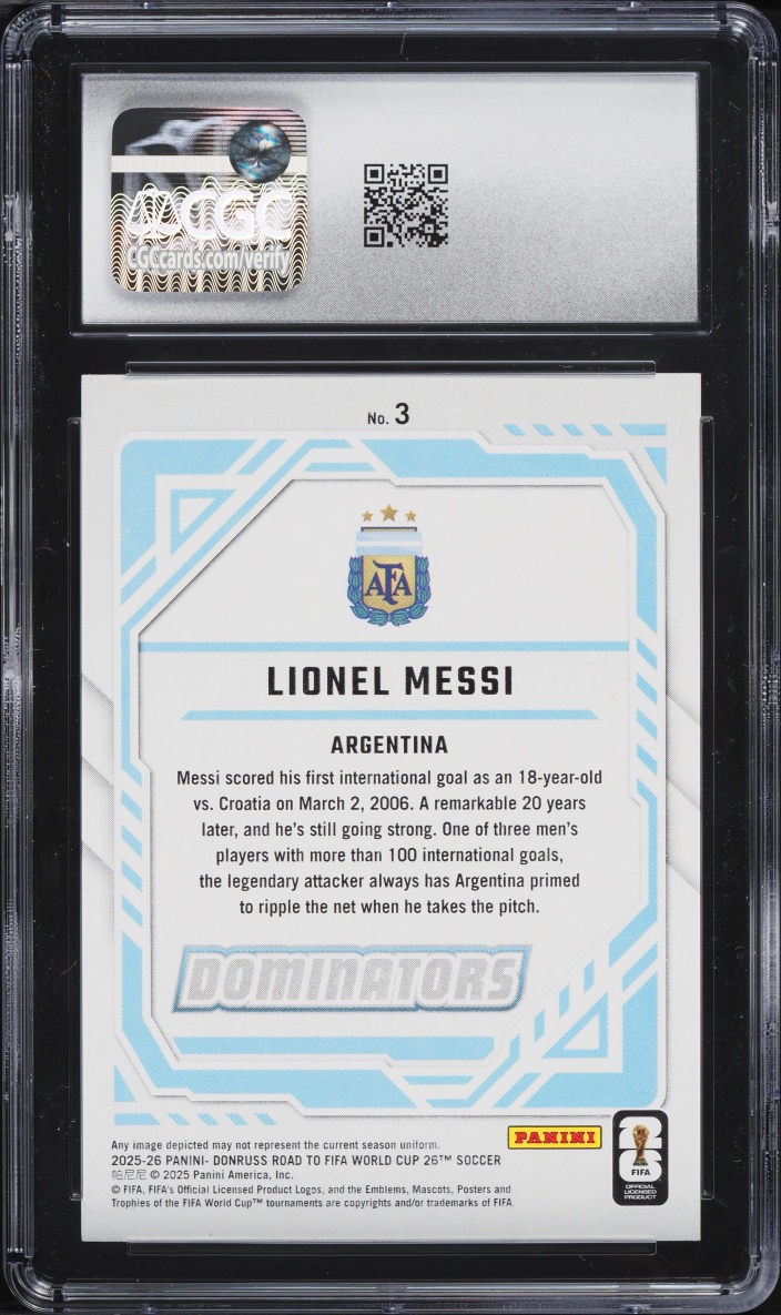 2025 Donruss FIFA World Cup Dominators Lionel Messi #3 CGC 10 GEM MINT
