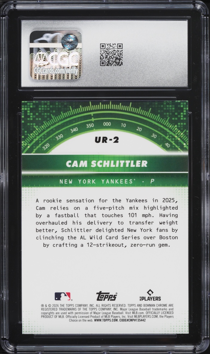 2026 Bowman Under The Radar Cam Schlittler ROOKIE #UR-2 CGC 9 MINT