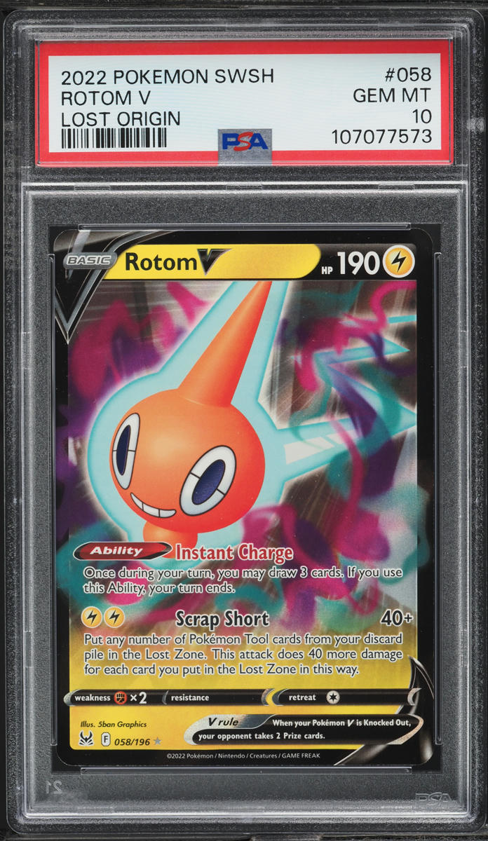 2022 Pokemon Sword & Shield Lost Origin Rotom V #58 PSA 10 GEM MINT