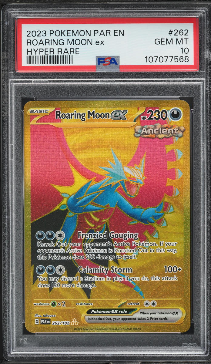 2023 Pokemon Scarlet & Violet Paradox Rift Gold Rare Roaring Moon ex #262 PSA 10 GEM MINT