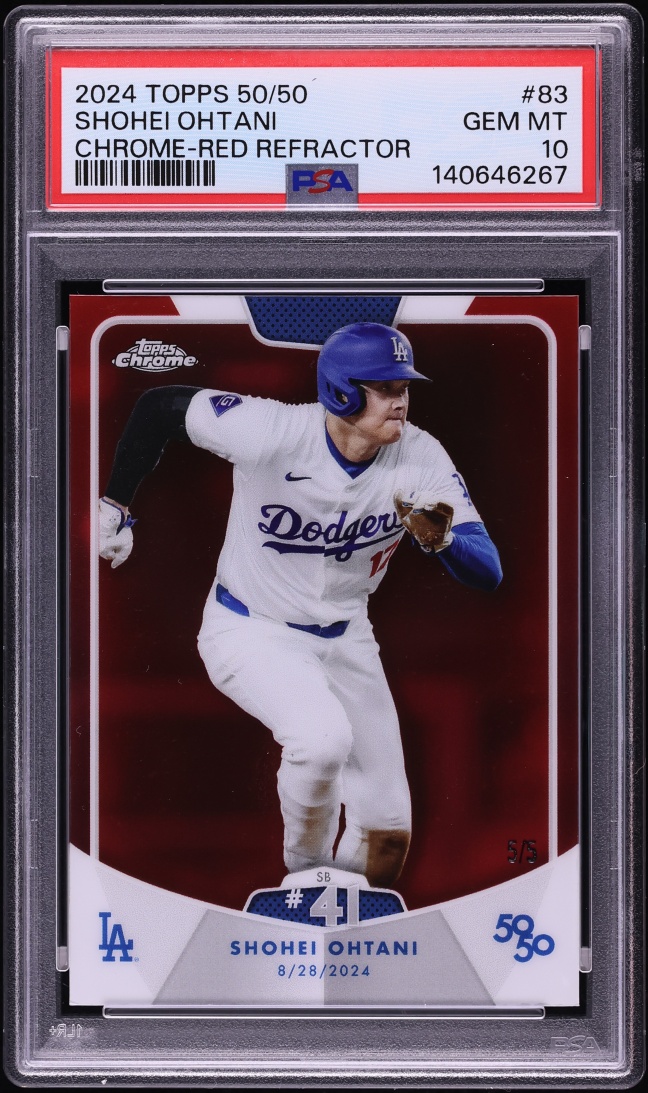 2024 Topps Chrome 50/50 Red Refractor Shohei Ohtani 5/5 #83 PSA 10 GEM MINT