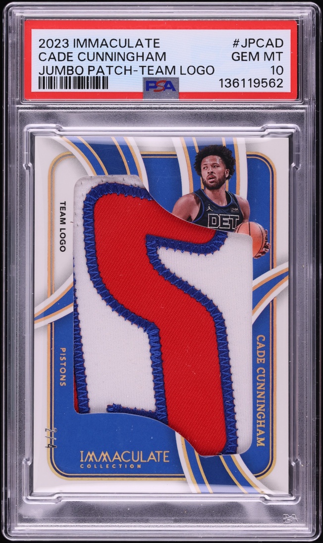 2023 Immaculate Collection Jumbo Team Logo Cade Cunningham PATCH JSY # 2/4 PSA 10 GEM MINT