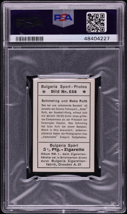 1932 Bulgaria Sport Photos Max Schmeling & Babe Ruth #256 PSA 8 NM-MT