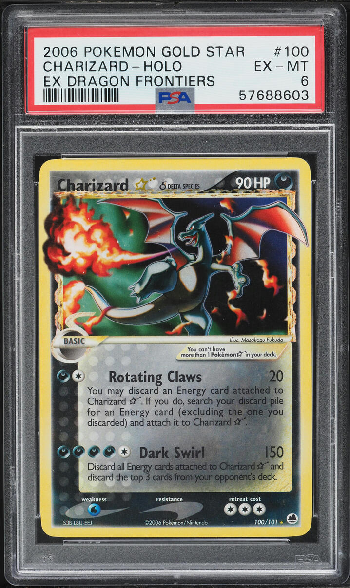 2003 Pokemon EX Dragon Frontiers Holo Charizard Gold Star #100 PSA 6 EXMT