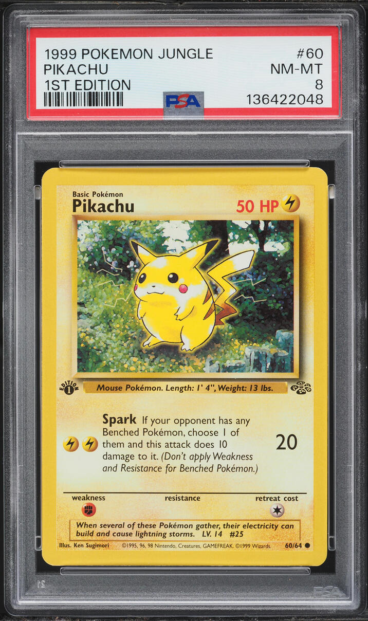 1999 Pokemon Jungle 1st Edition Pikachu #60 PSA 8 NM-MT