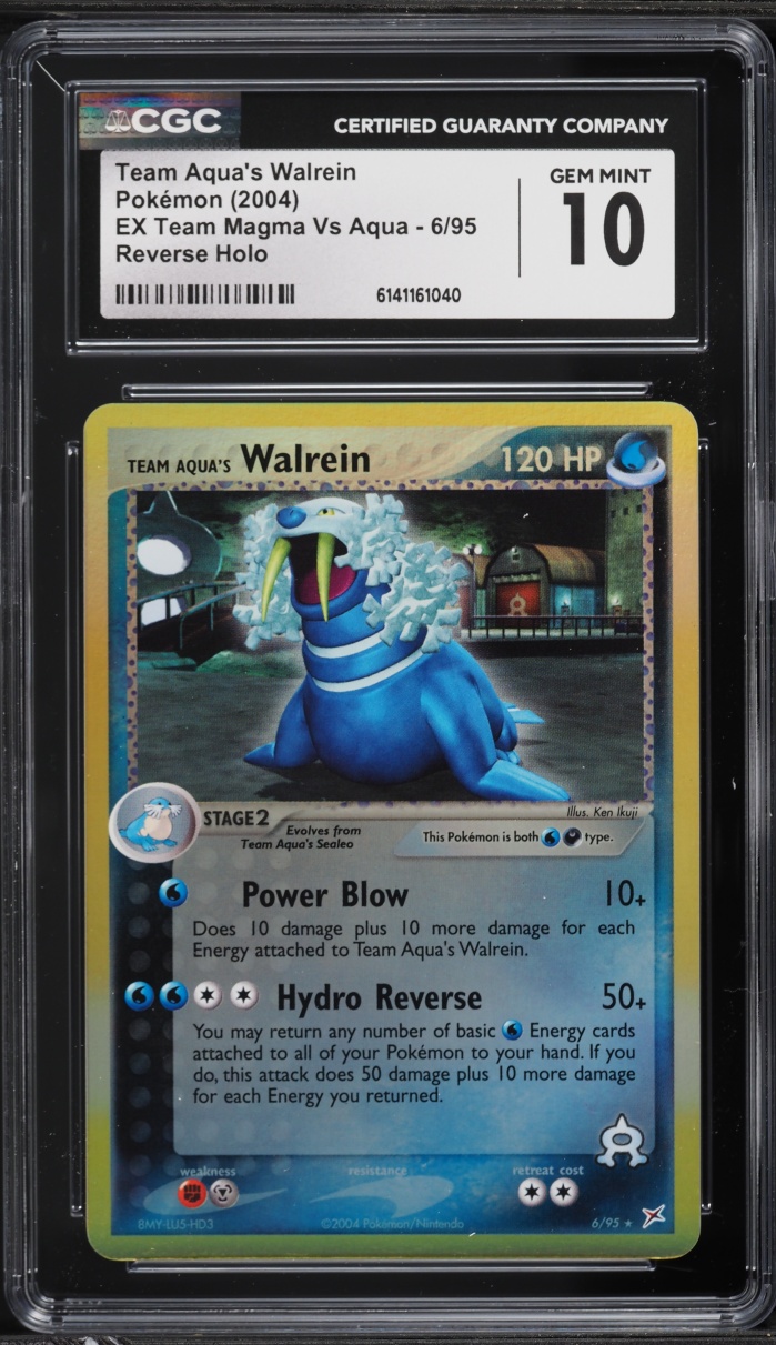 2004 Pokemon EX Team Magma Vs Aqua Reverse Holo Team Aqua's Walrein #6 CGC 10 GEM MINT