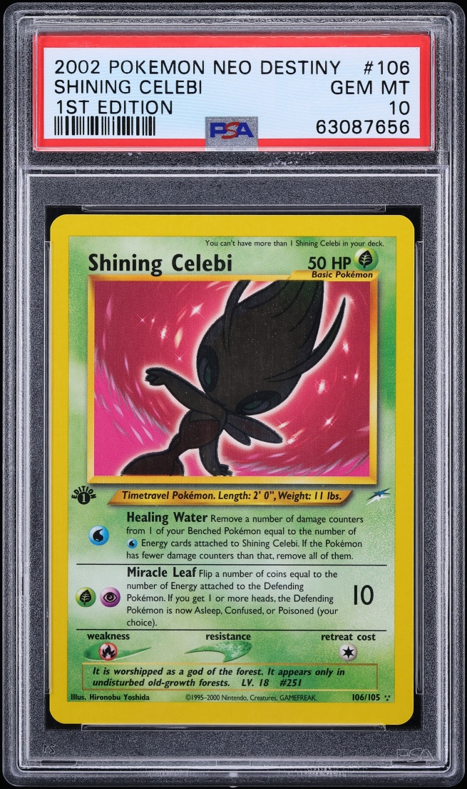 2002 Pokemon Neo Destiny 1st Edition Shining Celebi #106 PSA 10 GEM MINT