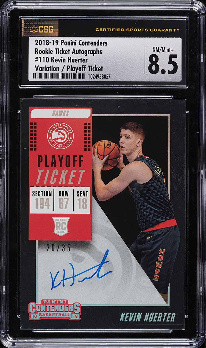 2018 Panini Contenders Playoff Kevin Huerter ROOKIE AUTO /35 #110 CSG 8.5 NM-MT+