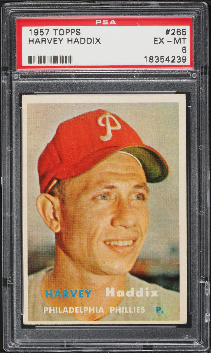 1957 Topps Harvey Haddix #265 PSA 6 EXMT