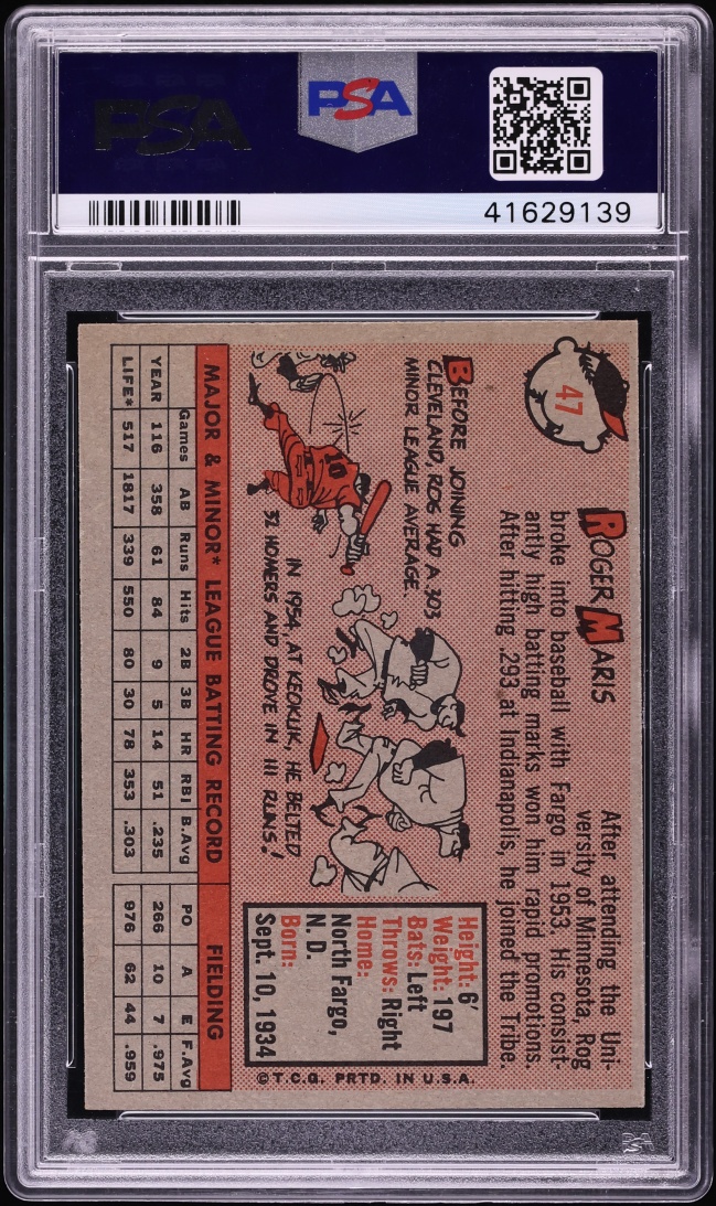 1958 Topps Roger Maris ROOKIE #47 PSA 8.5 NM-MT+