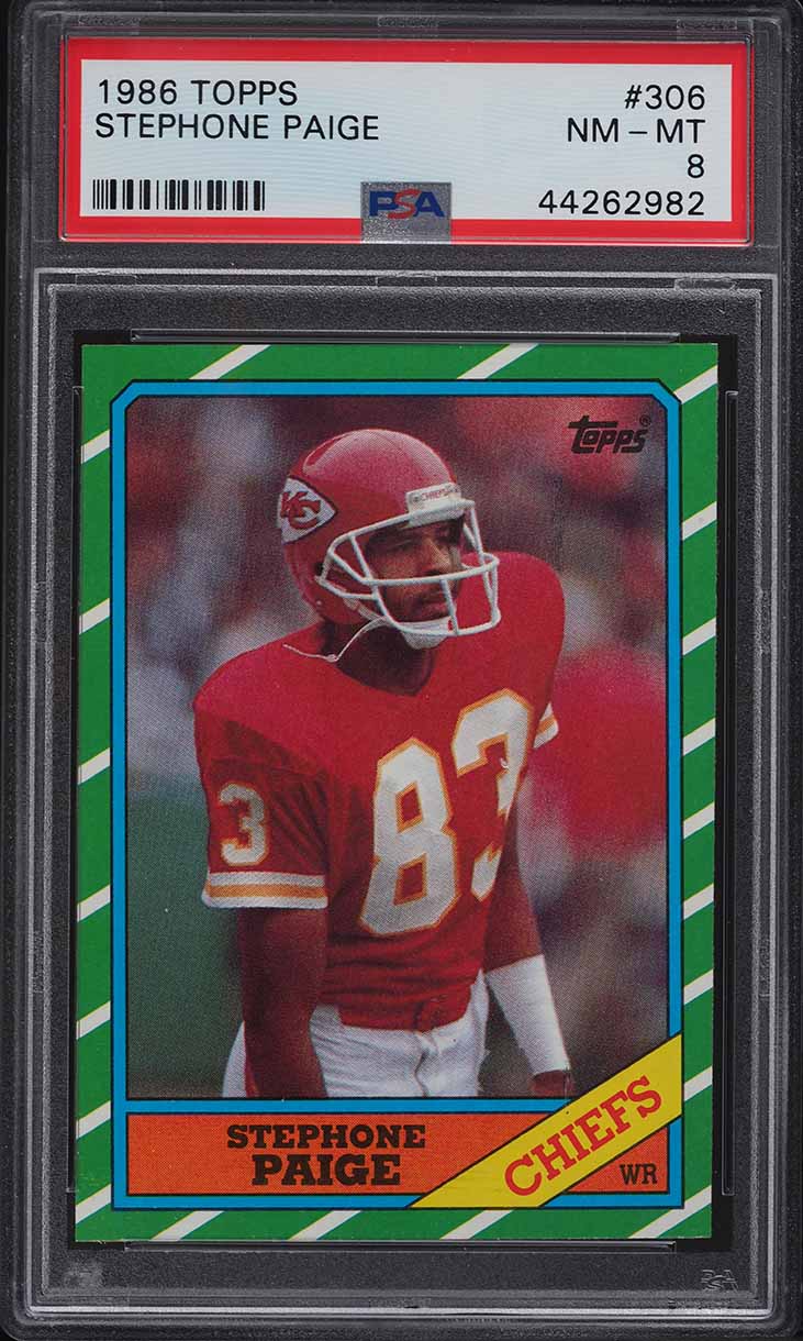 1986 Topps Football Stephone Paige #306 PSA 8 NM-MT